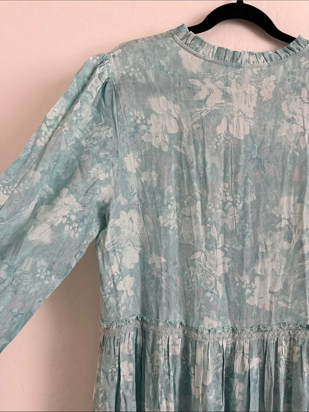 Button-Front A collective story long sleeve blue floral maxi dress Sz XL - Picture 4 of 7